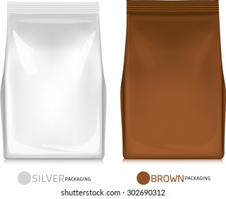 Silver-brown bag package on a white background