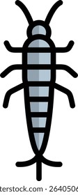 silverfish icon illustration design with filled outline, this is not made from any AI generation