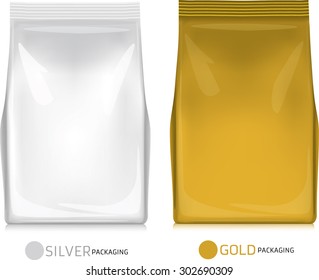 Silver-gold bag package on a white background