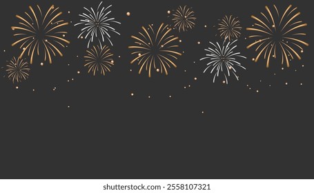 Silver-Gold  fireworks. On a black background. Vector