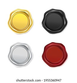 Silver,gold,black and red quality guarantee stamp.Vector illustration of the wax luxury seal.Design element.