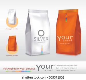 Silver-orange bag package on a white background