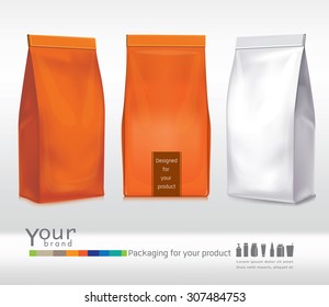 Silver-orange bag package on a white background