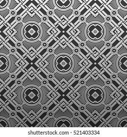 Silver/platinum metallic background with geometric pattern. Elegant luxury style.