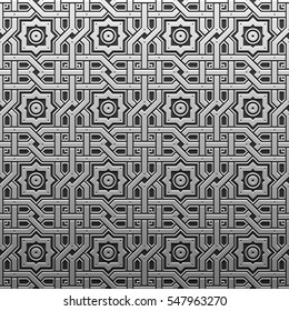 Silver/platinum metallic background with geometric pattern. Elegant luxury style.
