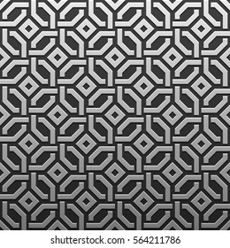 Silver/platinum metallic background with geometric pattern. Elegant luxury style.