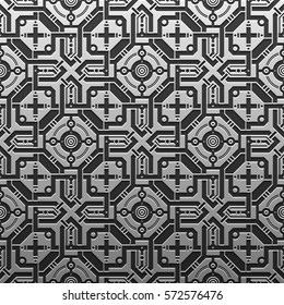 Silver/platinum metallic background with geometric pattern. Elegant luxury style.