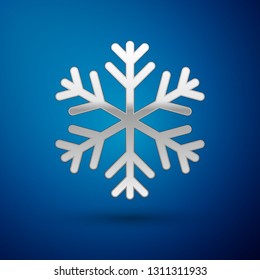 SilverSnowflake icon isolated on blue background. Vector Illustration