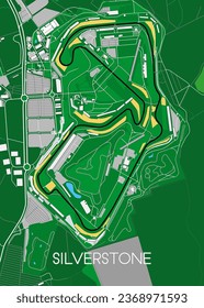 Silverstone car race Circuit map United Kingdom