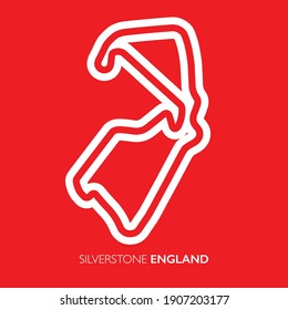 Silverstone Circuit, England. Motorsport Race Track Vector Map