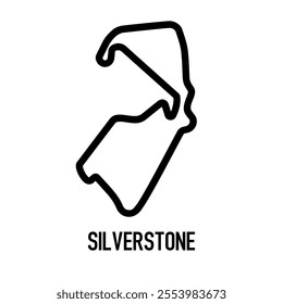 Silverstone Circuit Vector. Circuit Race Track Illustration with Editable Stroke. Stock Vector.