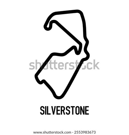 Silverstone Circuit Vector. Circuit Race Track Illustration with Editable Stroke. Stock Vector.