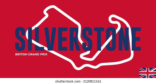 Silverstone grand prix race track. circuit for motorsport and autosport. Vector illustration.