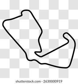 Silverstone International Circuit. Motorsport race track vector map with racing flag background