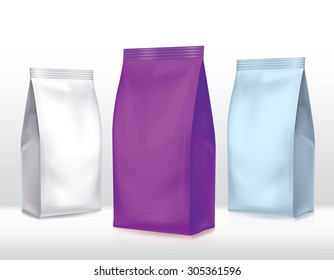 Silver-violet bag package on a white background
