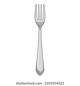 silverware fork cartoon. dinner plate, silhouette symbol, silver tableware silverware fork sign. isolated symbol vector illustration