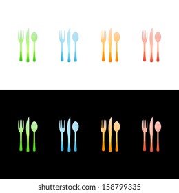 Silverware Fork Knife and Spoon Icon. Glossy Icon Collection