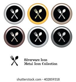 Silverware Icon Metal Icon Collection in Various Colors