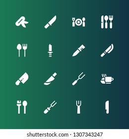 silverware icon set. Collection of 16 filled silverware icons included Knife, Fork, Utensils, Meal, Cutlery, Dinner