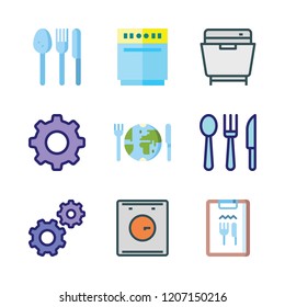 silverware icon set. vector set about settings, dishwasher, restaurant and cutlery icons set.