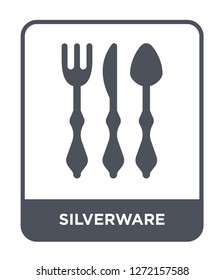 silverware icon vector on white background, silverware trendy filled icons from Furniture and household collection, silverware simple element illustration