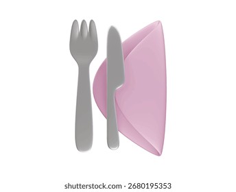 silverware e ícone de guardanapo renderização de ilustração 3d