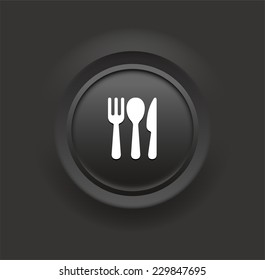 Silverware on Black Bevel Round Button