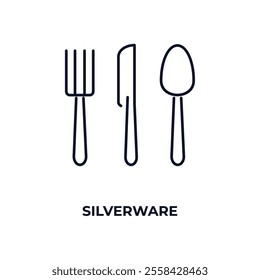 silverware  outline icon. Linear vector from furniture concept. Thin line silverware  icon isolated on white background