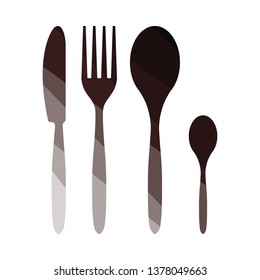 Silverware set icon. Flat color design. Vector illustration.