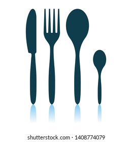 Silverware Set Icon. Shadow Reflection Design. Vector Illustration.