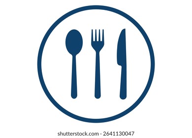 Silverware solid monochrome icon set. Dinner dish or plate with spoon and fork sign outline for apps and websites. eps 10