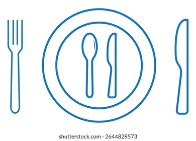 Silverware solid monochrome icon set. Fork, Spoon and Knife icons. design eps 10 