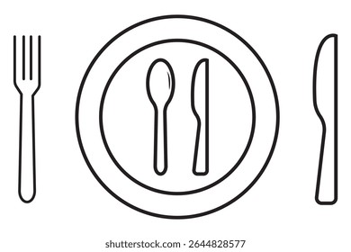 Silverware solid monochrome icon set. Fork, Spoon and Knife icons. design eps 10 