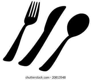 silverware: spoon, knife and fork vector