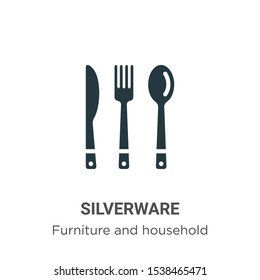 Silverware vector icon on white background. Flat vector silverware icon symbol sign from modern furniture and household collection for mobile concept and web apps design.