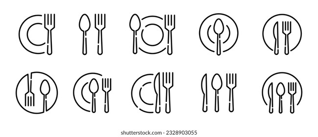 Silverware vector icons. Cutlery vector icon set. Fork, spoon, knife icons. EPS 10