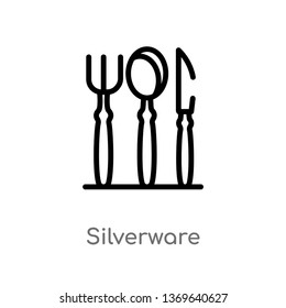 silverware vector line icon. Simple element illustration. silverware outline icon from furniture and household concept. Can be used for web and mobile