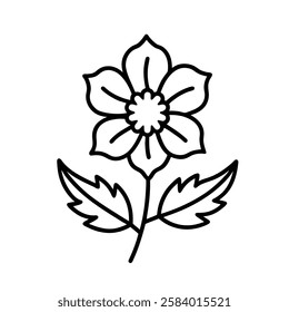 Silverweed flower line art vector on white background