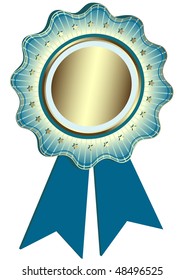 Silvery Award with blue ribbons (vector)