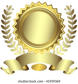 Silvery award with ribbon (vector)