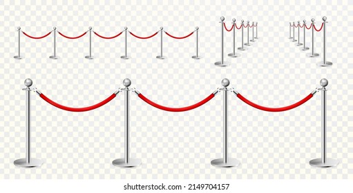 Silvery barriers set on transparent background vector illustration
