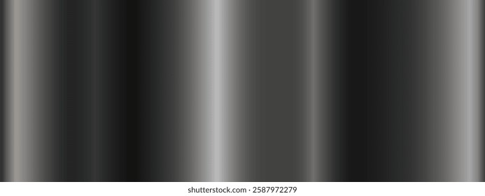 Silvery black metallic gradient. Metallic polished glossy abstract background. The texture of a smooth metal surface, foil. Vector EPS 10.
