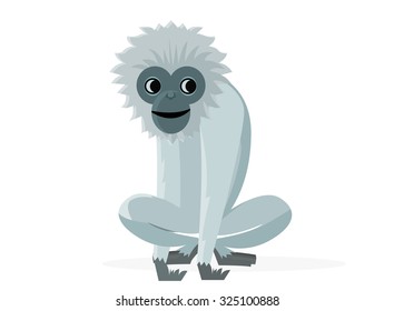 Silvery Gibbon Ape Vector Illustration