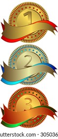 Silvery, golden and bronze plates (vector)