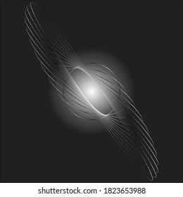 A silvery gradient diagonal mesh on a black backlit background.