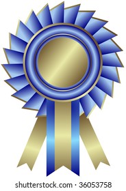 Silvery medal with  blue ribbon (vector)
