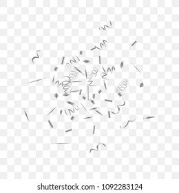 Silvery shine of confetti. Abstract background with falling silver tiny confetti. Luxury festive background for your design, cards, invitations, gift, vip. Vector.