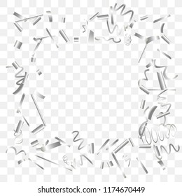 Silvery shine of confetti. Abstract background with falling silver tiny confetti. Luxury festive background for your design, cards, invitations, gift, vip. Vector.