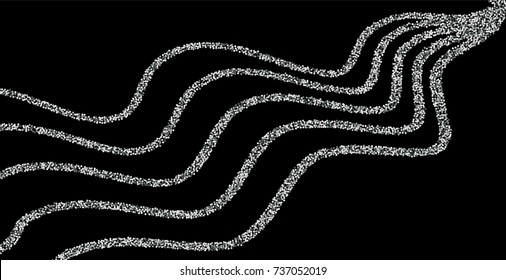 Silvery small confetti on a black background. Luxury festive New Year background. Silver shiny abstract texture. Element of design. Vector illustration, EPS 10.