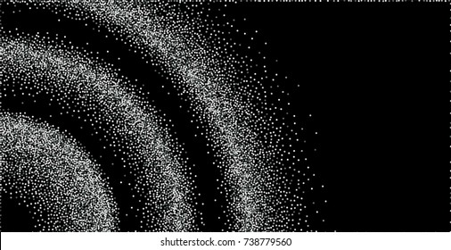 Silvery small confetti on a black background. Luxury festive New Year background. Silver shiny abstract texture. Element of design. Vector illustration, EPS 10.